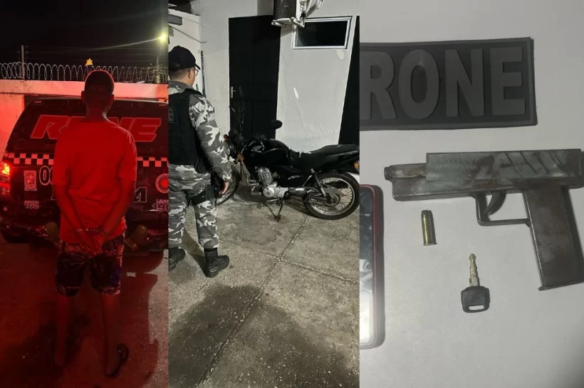 Polícia apreende menor com arma de fogo e motocicleta roubada no bairro Dirceu